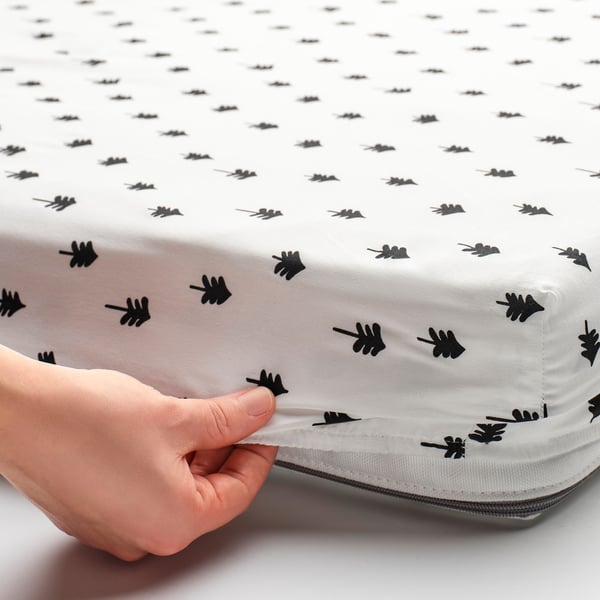 IKEA GRÖNFINK Crib Fitted Sheet White/tree Pattern 28x52 "