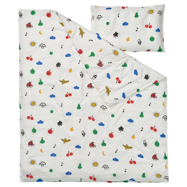 IKEA GRÖNFINK Duvet Cover 1 Pillowcase F Crib Multicolor 43x49/14x22 "