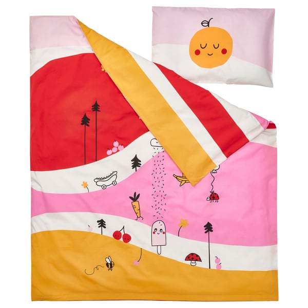 IKEA GRÖNFINK Duvet Cover 1 Pillowcase F Crib Multicolor/stripe 43x49/14x22 "