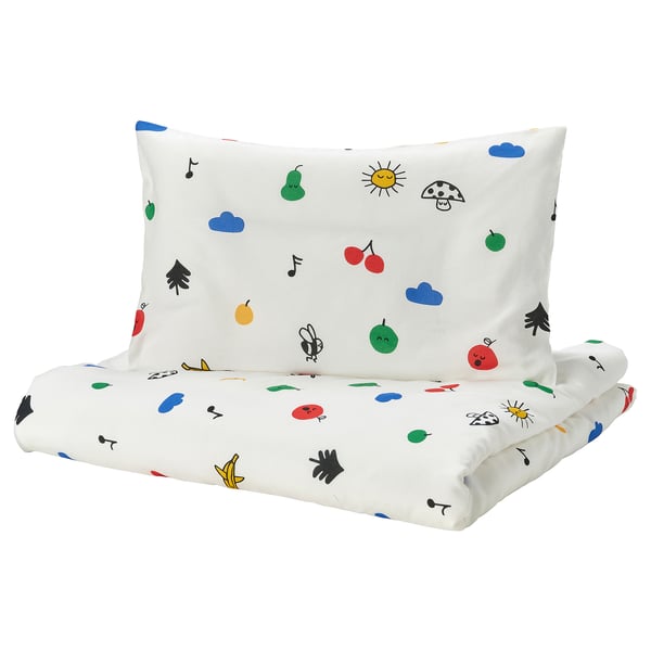 IKEA GRÖNFINK Duvet cover 1 pillowcase f crib multicolor 43x49/14x22 "