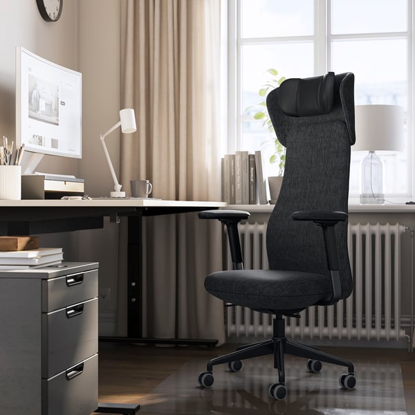 IKEA GRÖNFJÄLL Office Chair With Arm/headrest Letafors Gray/black