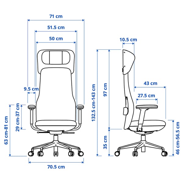 IKEA GRÖNFJÄLL Office Chair With Arm/headrest Letafors Gray/black