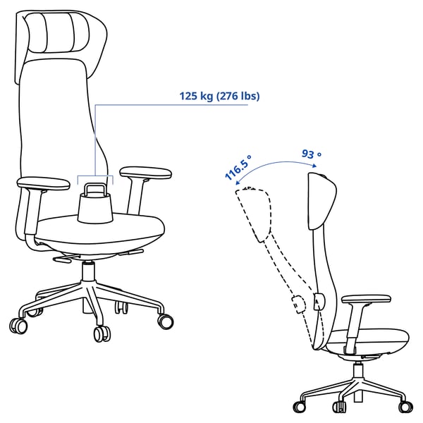 IKEA GRÖNFJÄLL Office Chair With Arm/headrest Letafors Gray/black