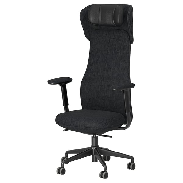 IKEA GRÖNFJÄLL Office chair with arm/headrest Letafors gray/black