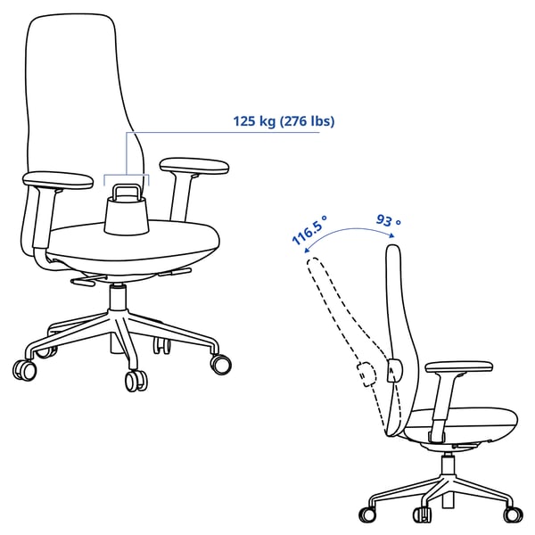 IKEA GRÖNFJÄLL Office Chair With Armrests Letafors Gray-green/white