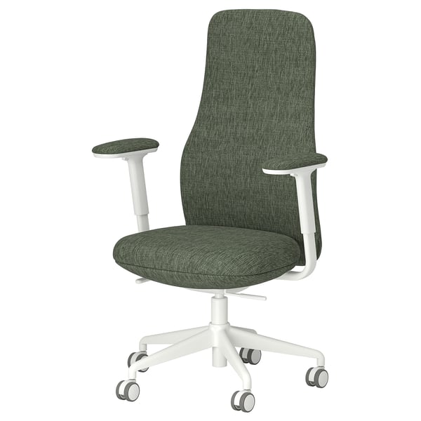 IKEA GRÖNFJÄLL Office chair with armrests Letafors gray-green/white