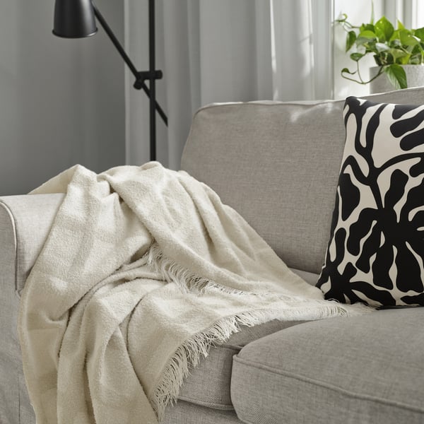 IKEA GRÖNKNAVEL Throw Check Beige/outdoor Indoor 71x47 "