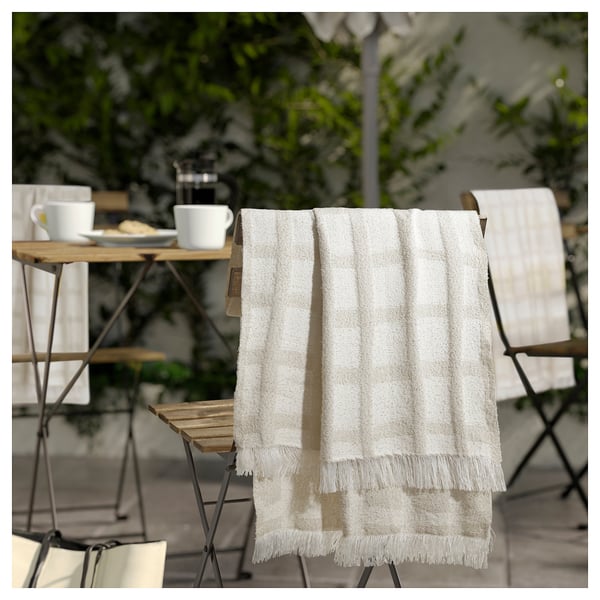 IKEA GRÖNKNAVEL Throw Check Beige/outdoor Indoor 71x47 "