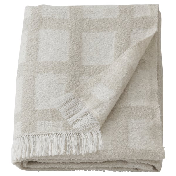 IKEA GRÖNKNAVEL Throw check beige/outdoor indoor 71x47 "