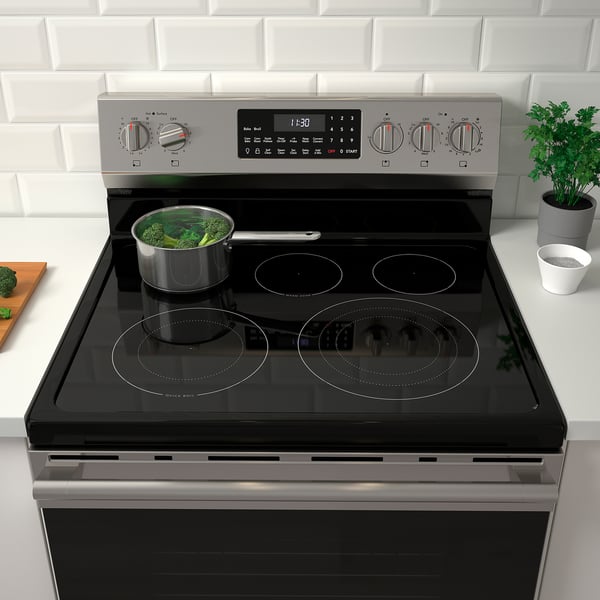 IKEA GRUNDLÄGGA Range With Glass Ceramic Cooktop Stainless Steel