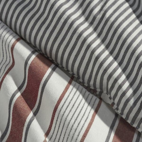 IKEA GULDAKLEJA Comforter Set Red-brown/stripe Full/Queen