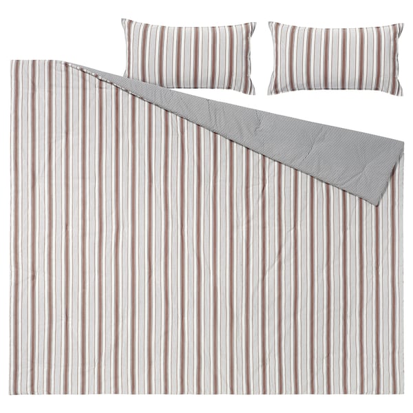 IKEA GULDAKLEJA Comforter Set Red-brown/stripe Full/Queen