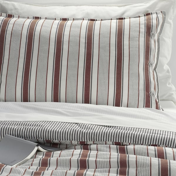 IKEA GULDAKLEJA Comforter set red-brown/stripe Full/Queen