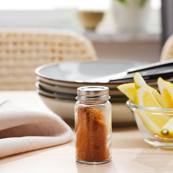 IKEA GULDFISK Spice Jar Clear Glass/stainless Steel 2 Oz