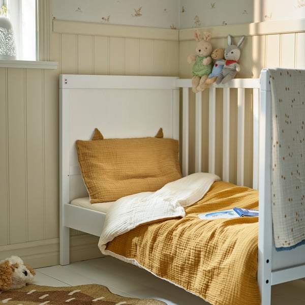 IKEA GULDVÄVARE 3-piece Bedlinen Set For Crib Dark Yellow/beige 27 1/2x52 "
