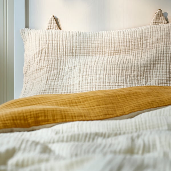 IKEA GULDVÄVARE 3-piece Bedlinen Set For Crib Dark Yellow/beige 27 1/2x52 "