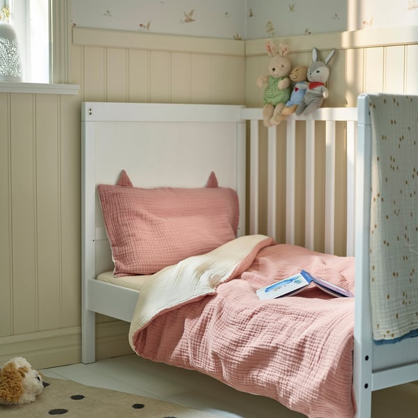 IKEA GULDVÄVARE 3-piece Bedlinen Set For Crib Pale Pink/beige 27 1/2x52 "
