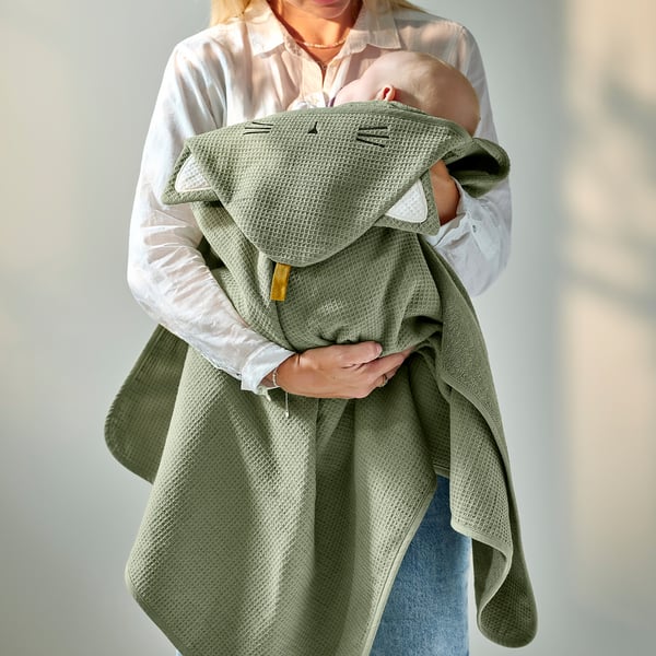 IKEA GULDVÄVARE Baby Towel With Hood Green 23 5/8x49 1/4 "