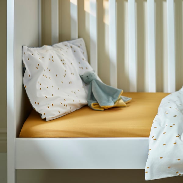 IKEA GULDVÄVARE Crib Fitted Sheet Dark Yellow/blue 27 1/2x52 "