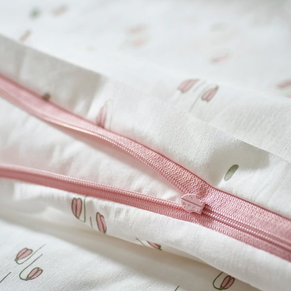 IKEA GULDVÄVARE Duvet Cover 1 Pillowcase F Crib White/floral Pattern 43 1/4x49 1/4/13 3/4x21 5/8 "