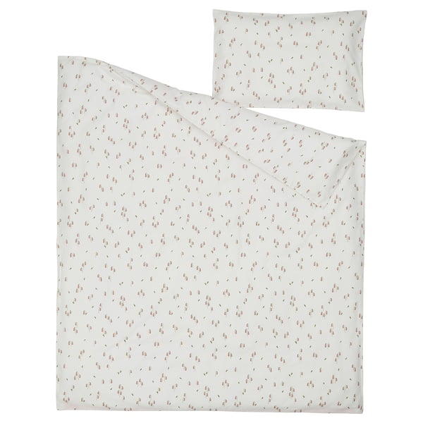 IKEA GULDVÄVARE Duvet Cover 1 Pillowcase F Crib White/floral Pattern 43 1/4x49 1/4/13 3/4x21 5/8 "