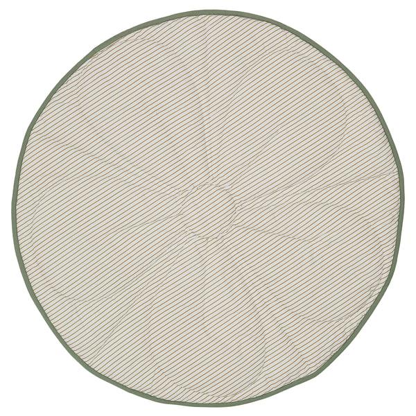 IKEA GULDVÄVARE Quilted Blanket Green/beige Stripe 41 3/8 "