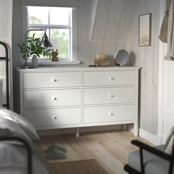 IKEA GULLABERG 6-drawer Dresser White/anchor/unlock Function 66 1/8x18 7/8x39 3/8 "