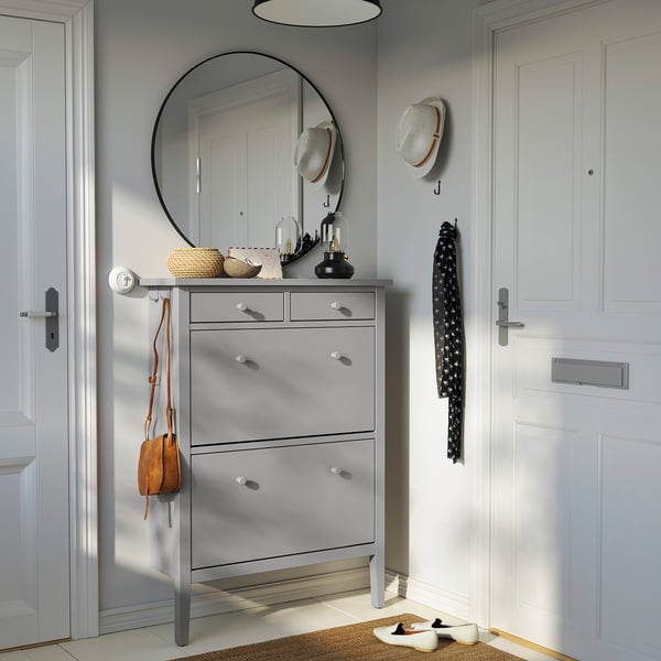 IKEA GULLABERG Shoe Cabinet With 2 Compartments Gray 34 5/8x11 3/4x48 "