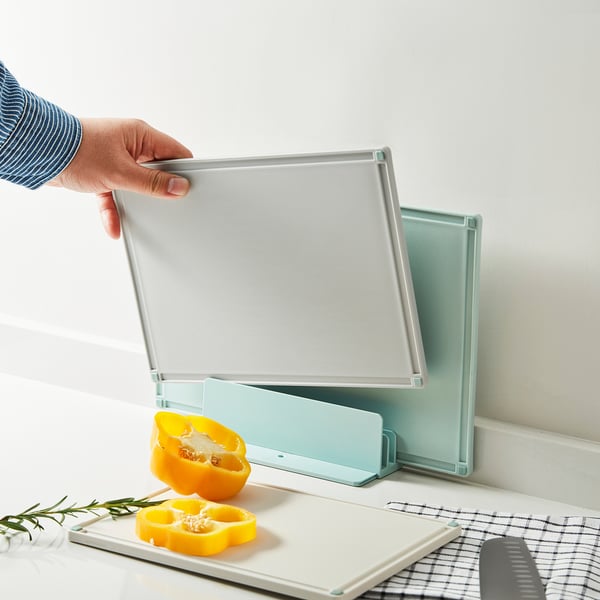 IKEA GUMMIHAJ Holder With 3 Chopping Boards Mixed Colors