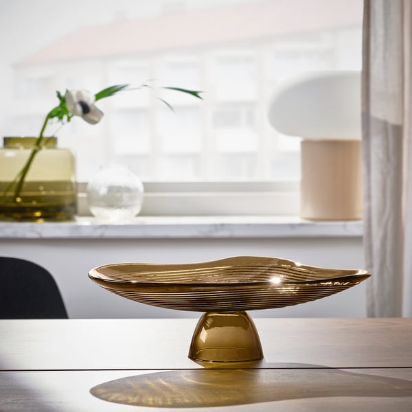IKEA HÄCKPOPPEL Decorative Bowl With Base Brown 9 ½ "
