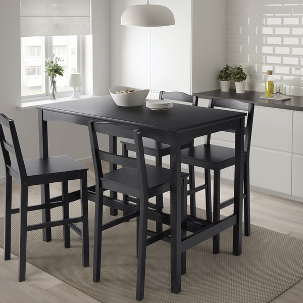 IKEA HÄGERNÄS Bar Table And 4 Bar Stools Black Stained Pine