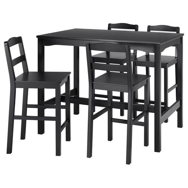 IKEA HÄGERNÄS Bar table and 4 bar stools black stained pine