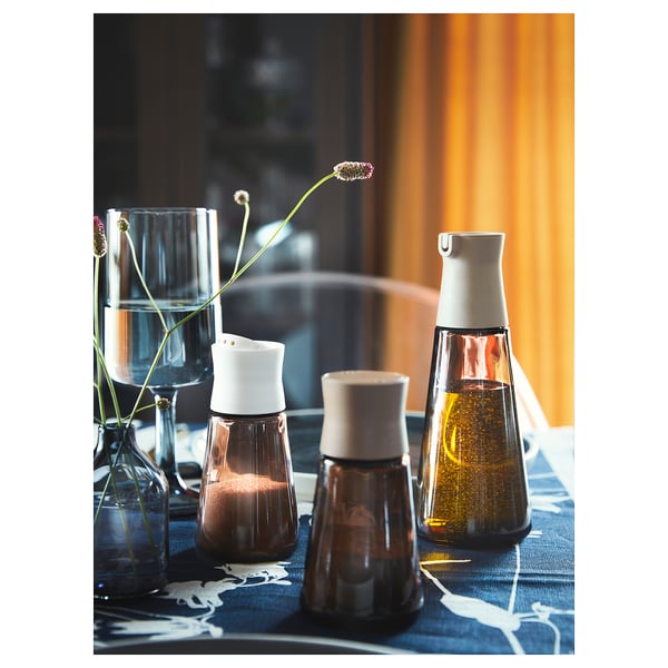 IKEA HALVTOM Bottle With Pour Spout Glass/brown 7 ½ "