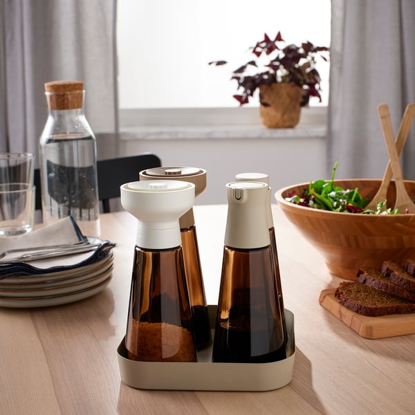 IKEA HALVTOM Bottle With Pour Spout Glass/brown 7 ½ "