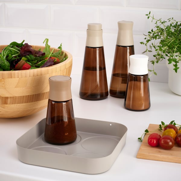 IKEA HALVTOM Spice Jars/bottles Tray Gray-beige 6 ¾x6 ¾ "