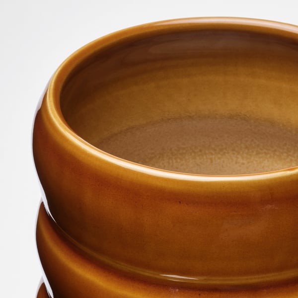 IKEA HASSELBUKETT Plant Pot Indoor/outdoor/brown-yellow 4 ¾ "