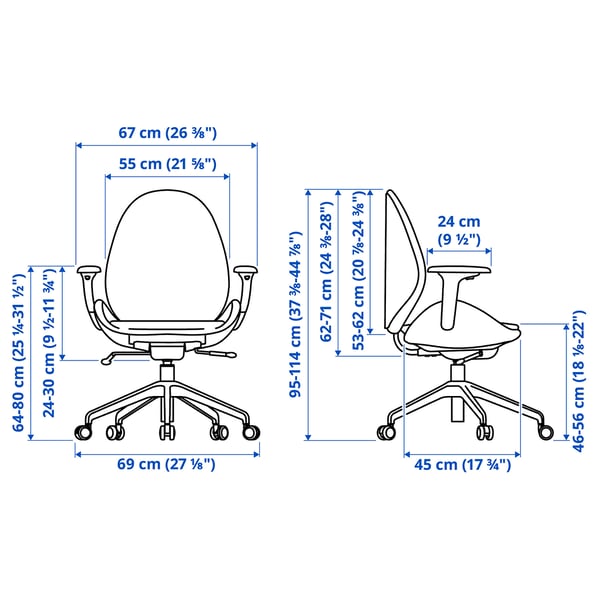 IKEA HATTEFJÄLL Office Chair With Armrests Gunnared Beige/white