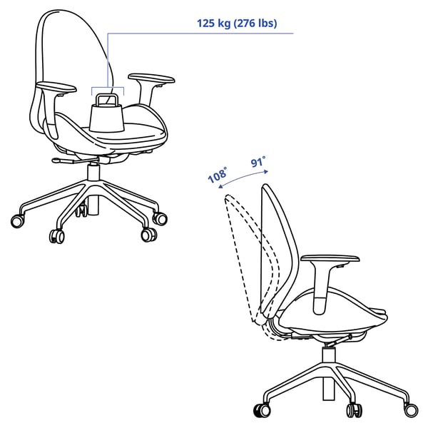IKEA HATTEFJÄLL Office Chair With Armrests Gunnared Beige/white