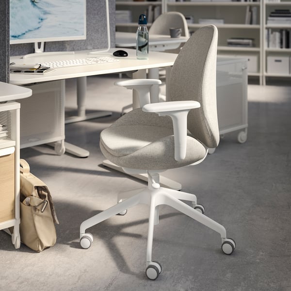 IKEA HATTEFJÄLL Office Chair With Armrests Gunnared Beige/white