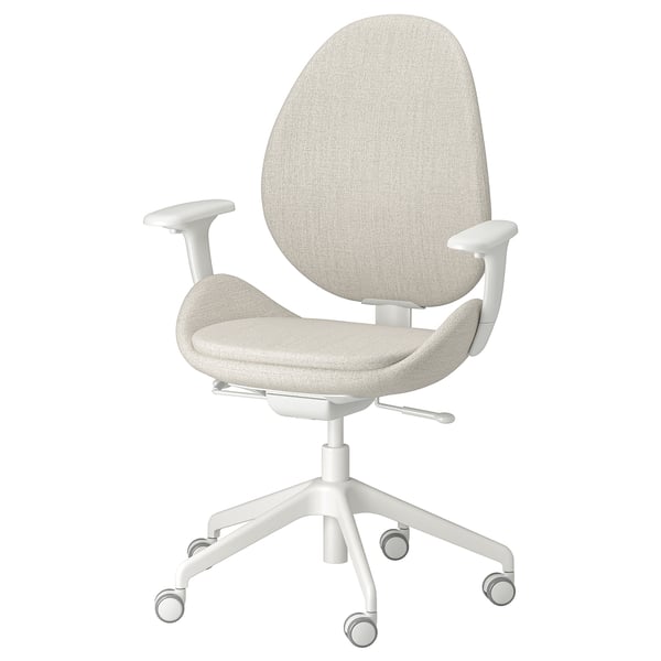 IKEA HATTEFJÄLL Office chair with armrests Gunnared beige/white