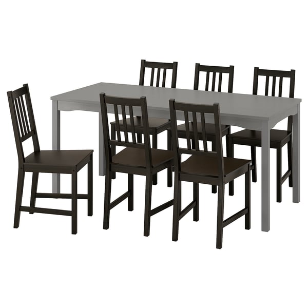 IKEA HAUGA / STEFAN Table and 6 chairs gray/gray 66 1/8x29 1/8 "