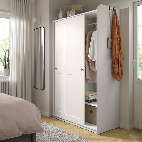 IKEA HAUGA Wardrobe With Sliding Doors White 46 1/2x21 5/8x78 3/8 "