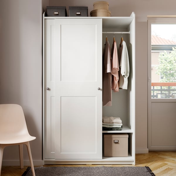 IKEA HAUGA Wardrobe With Sliding Doors White 46 1/2x21 5/8x78 3/8 "