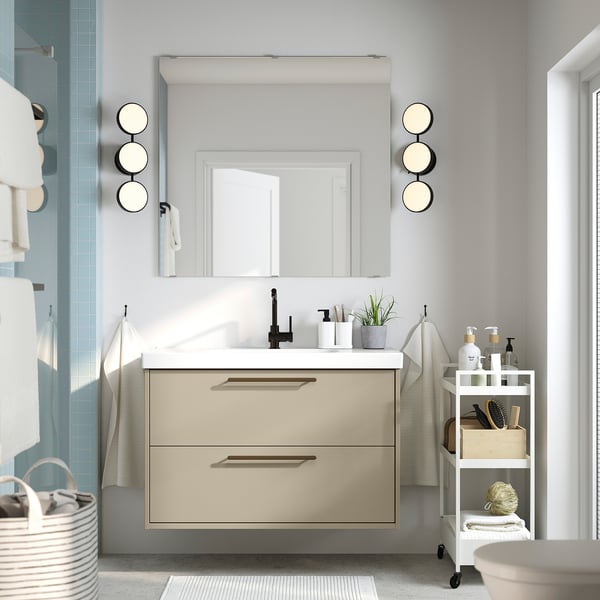 IKEA HAVBÄCK Bathroom Vanity With Drawers Beige 36x21x25 1/8 "