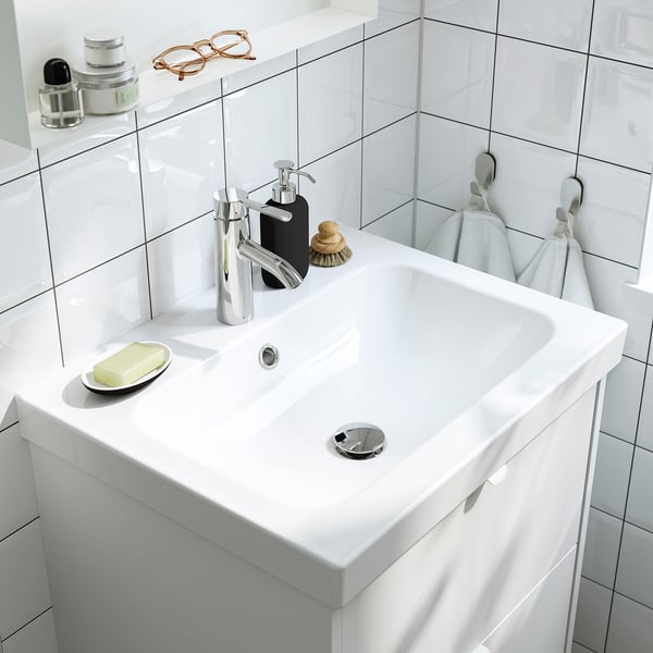 IKEA HAVBÄCK / ORRSJÖN Bathroom Vanity W Doors/sink/faucet Dark Gray 25x21 3/4x27 5/8 "