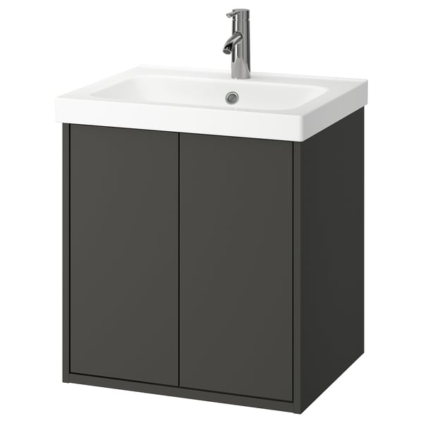 IKEA HAVBÄCK / ORRSJÖN Bathroom vanity w doors/sink/faucet dark gray 25x21 3/4x27 5/8 "