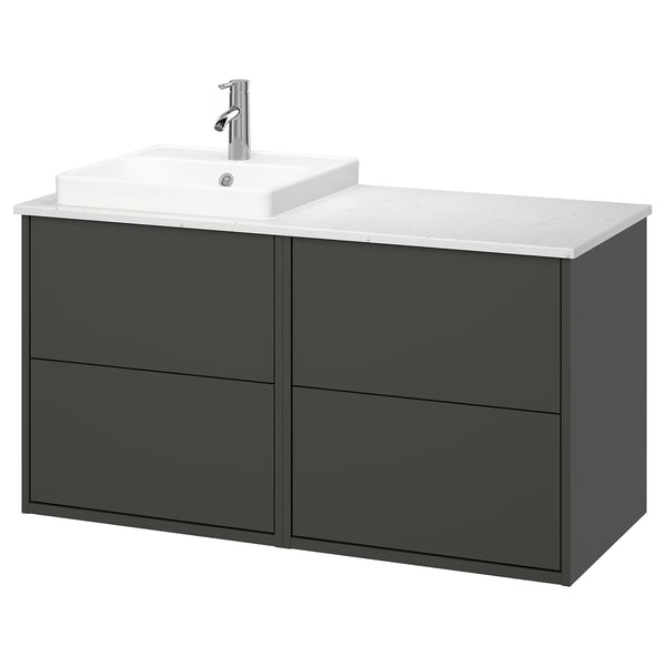 IKEA HAVBÄCK / ORRSJÖN Bathroom vanity with sink & faucet dark gray/white marble effect 49x21 1/2x28 3/8 "