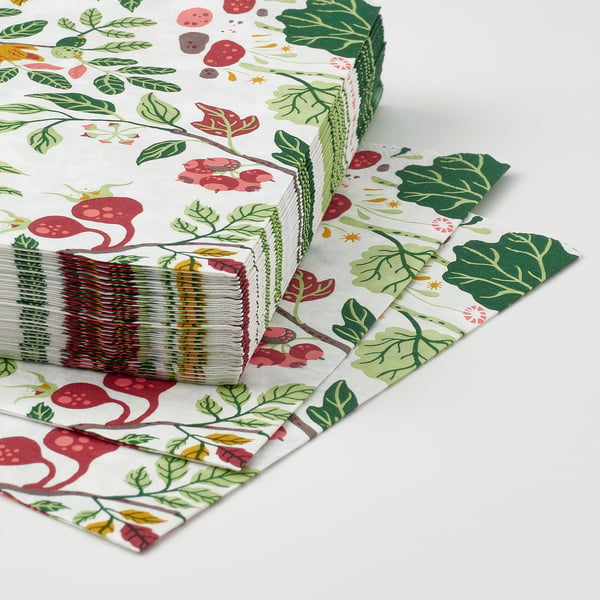 IKEA HAVSBRAXEN Paper Napkin Patterned Multicolor 13x13 "