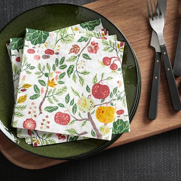 IKEA HAVSBRAXEN Paper Napkin Patterned Multicolor 13x13 "