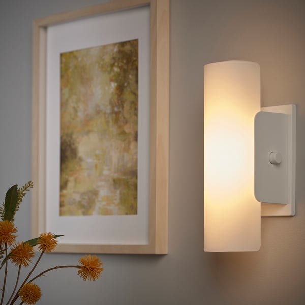 IKEA HAVSDUN LED Wall Lamp Dimmable White/frosted Glass White